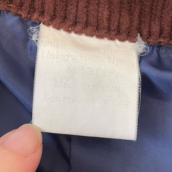 70s Vintage XXL long sleeve trench coat blue denim corduroy brown button down - Picture 4 of 7